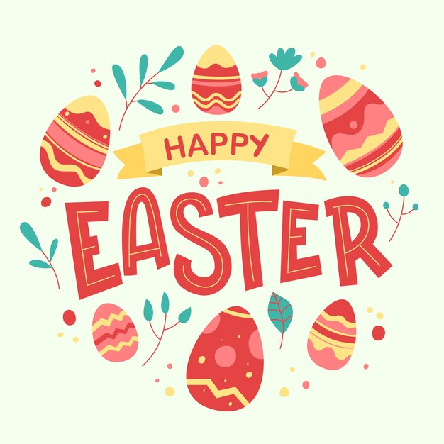 Letras de feliz día de pascua dibujadas a mano