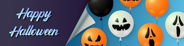 Vector gratuito letras de feliz halloween con globos de calabaza