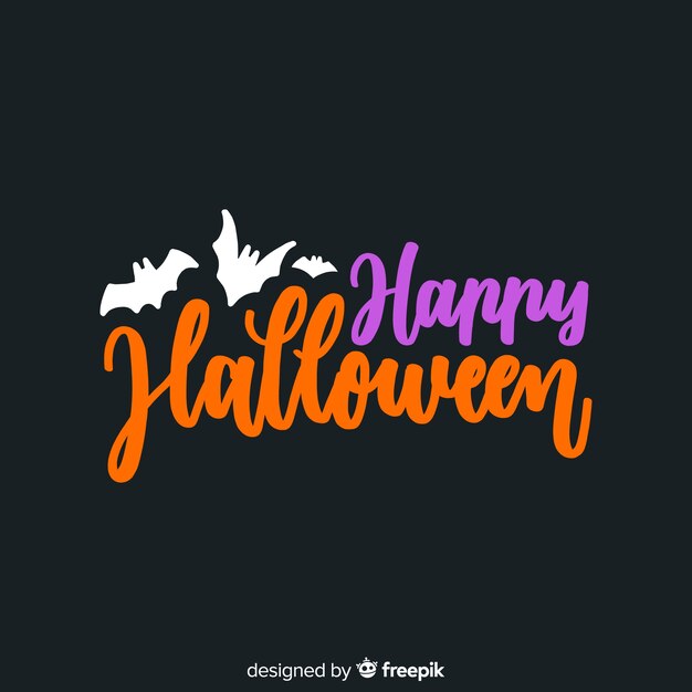 Letras de feliz halloween púrpura y naranja