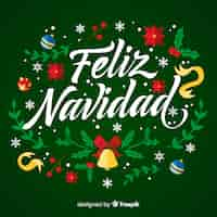 Vector gratuito letras de feliz navidad con adornos