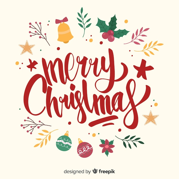 Letras de feliz navidad con decoración de víspera
