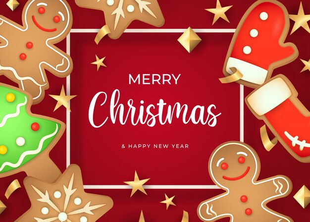 Letras de feliz Navidad y galletas de jengibre
