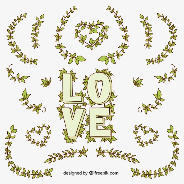 Vector gratuito letras florales de amor