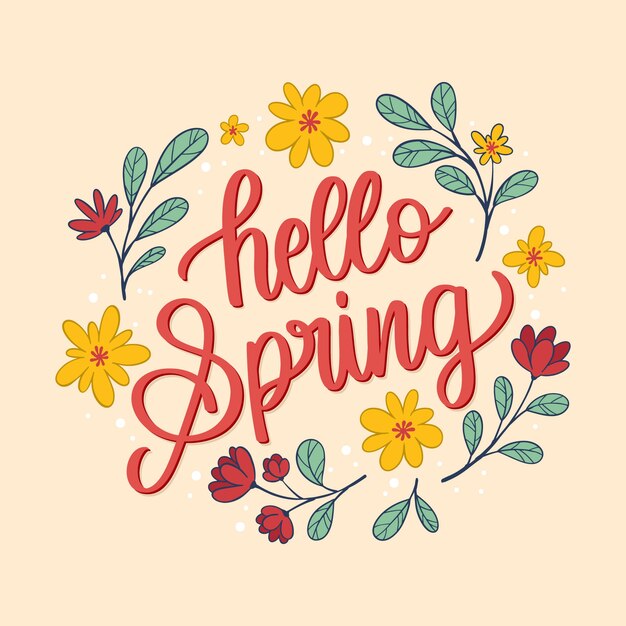Letras florales dibujadas a mano para la primavera