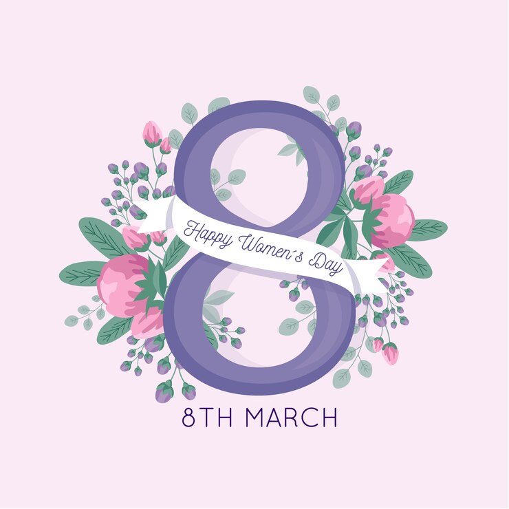Vector gratuito letras florales lindas del día de la mujer