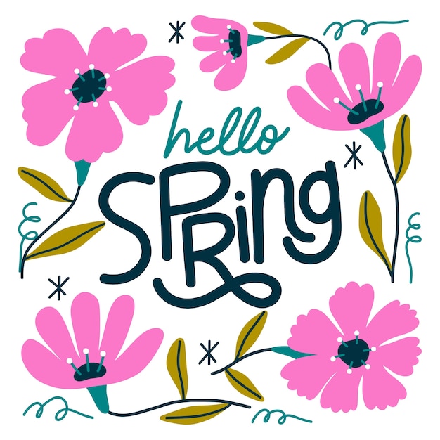 Letras florales de primavera plana