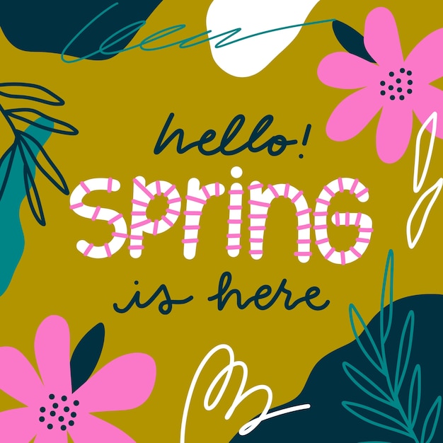 Vector gratuito letras florales de primavera plana