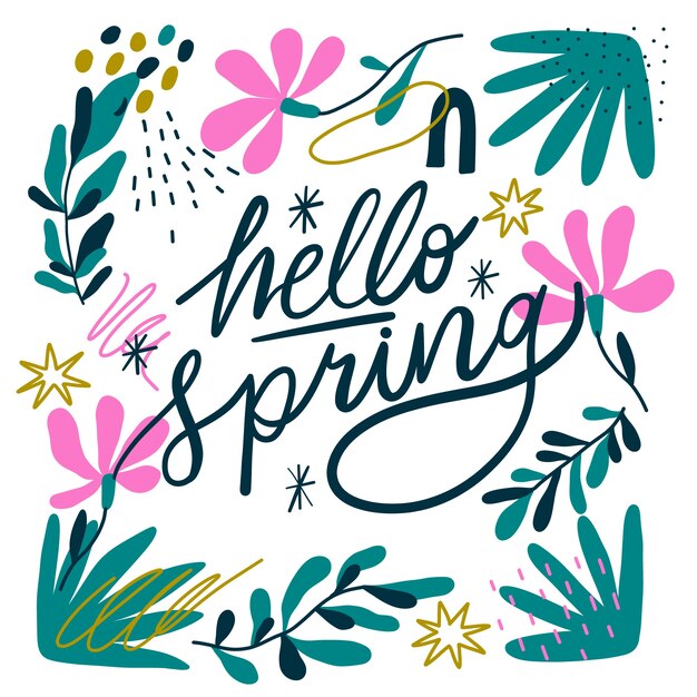 Letras florales de primavera plana