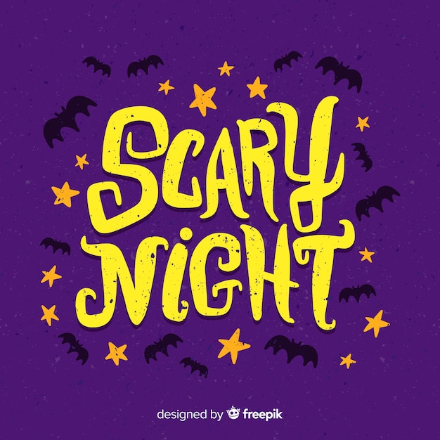 Vector gratuito letras de halloween con noche de miedo