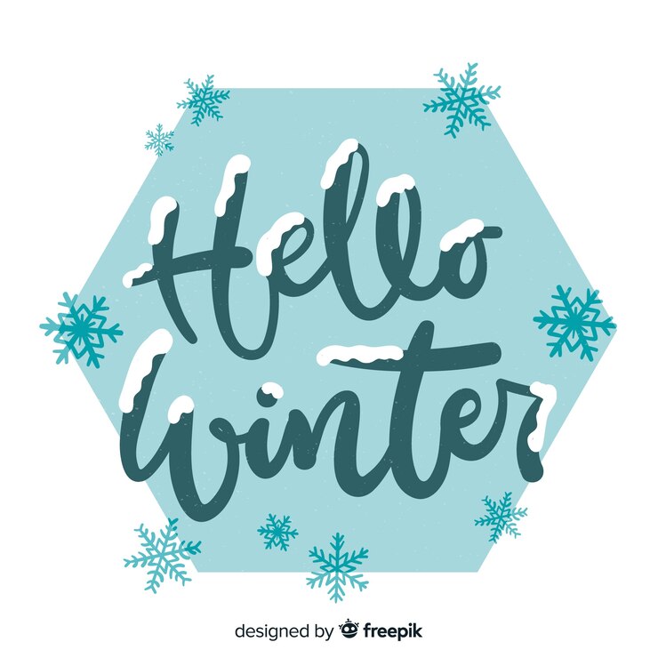 Vector gratuito letras hola invierno