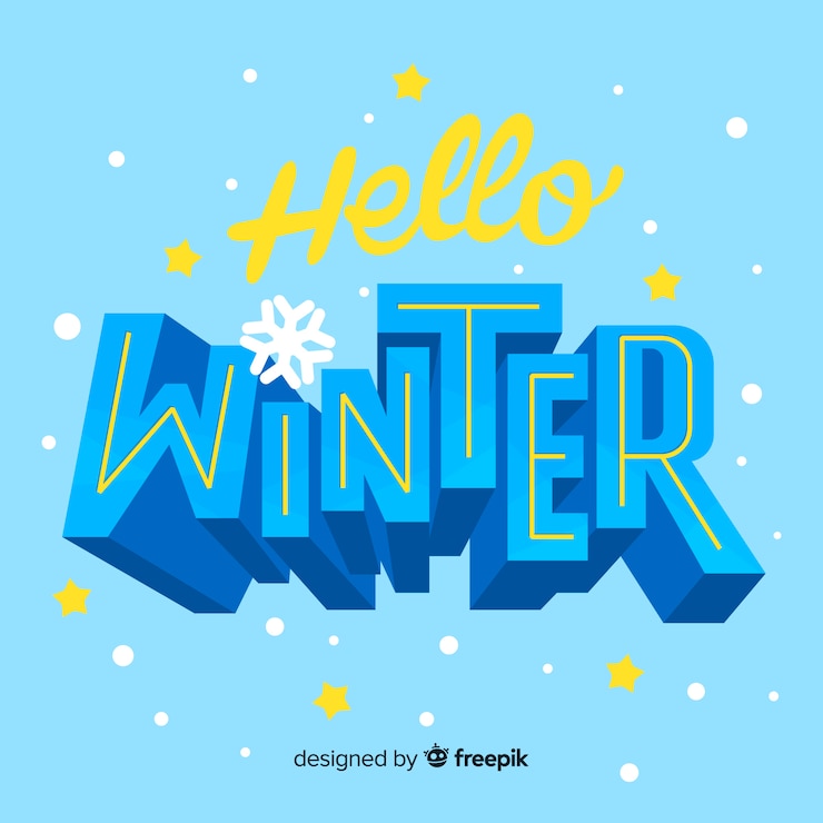 Vector gratuito letras hola invierno