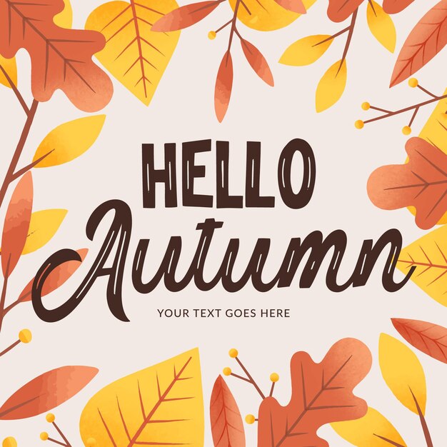 Letras de hola otoño dibujadas a mano