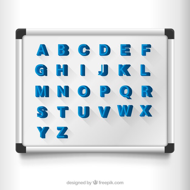 Letras magnéticas en un tablero