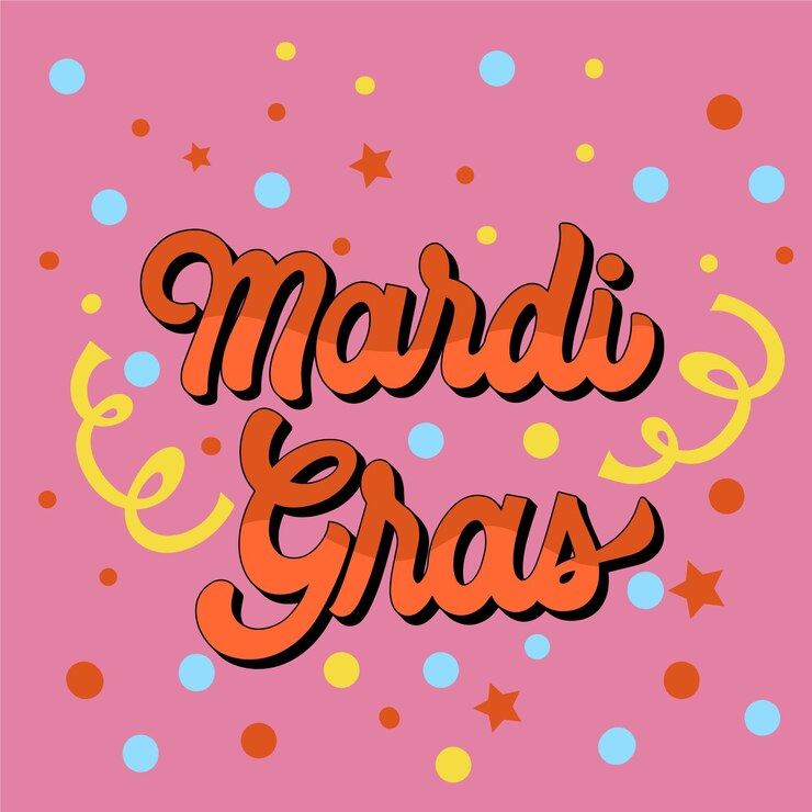 Vector gratuito letras de mardi gras de diseño plano