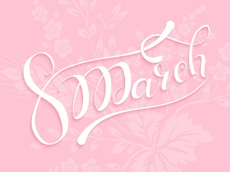 Vector gratuito letras de marzo en flores rosas