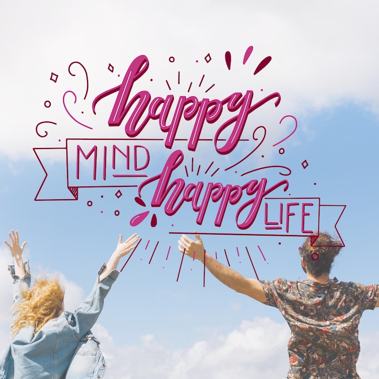 Vector gratuito letras de mente positiva con foto