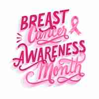 Vector gratuito letras del mes de concientización sobre el cáncer de mama