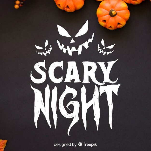 Letras de miedo de noche con calabazas