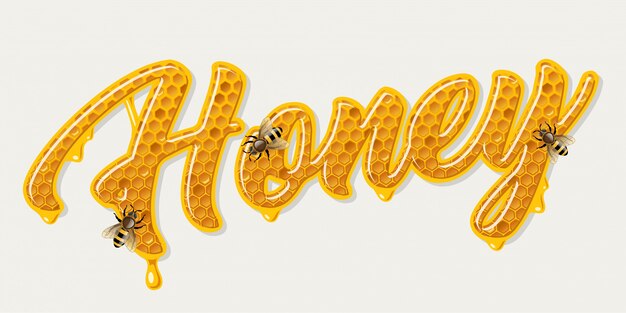 Letras de miel con abejas