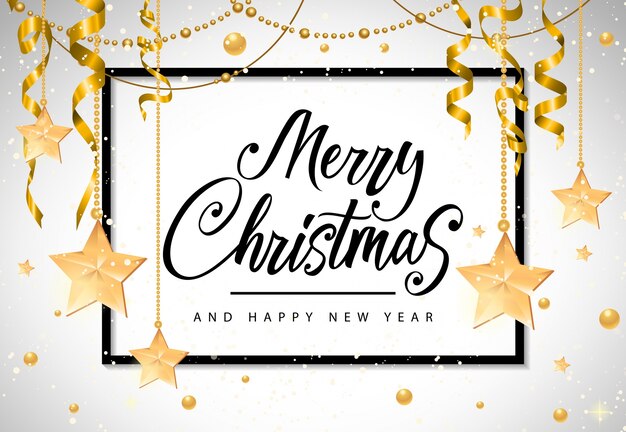 Letras de Navidad con adornos de oro