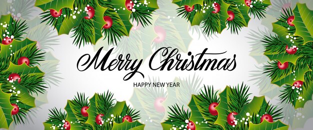 Letras de Navidad con bayas y ramas