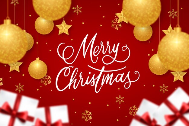 Letras navideñas con elementos realistas