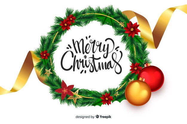 Letras navideñas con elementos realistas