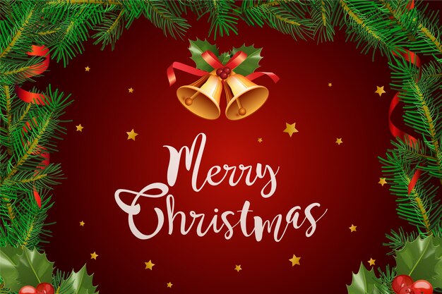 Letras navideñas con elementos realistas