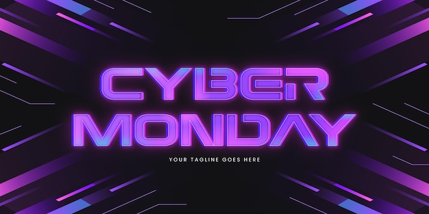 Letras de neón planas de cyber monday