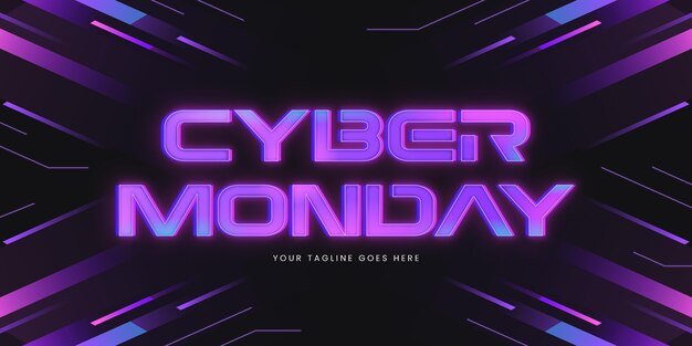 Letras de neón planas de cyber monday