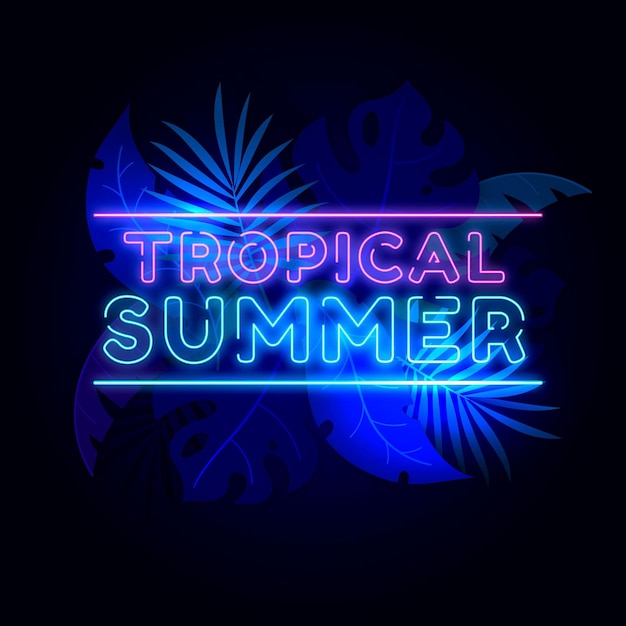 Vector gratuito letras de neón tropical