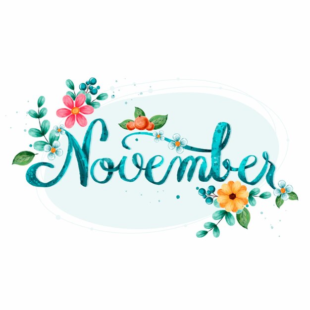 Letras de noviembre en acuarela