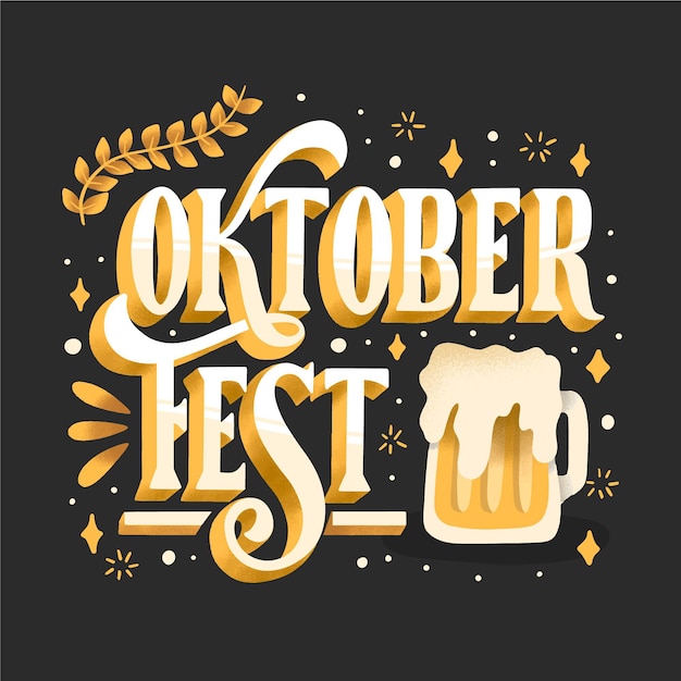 Letras de Oktoberfest con cerveza dibujada