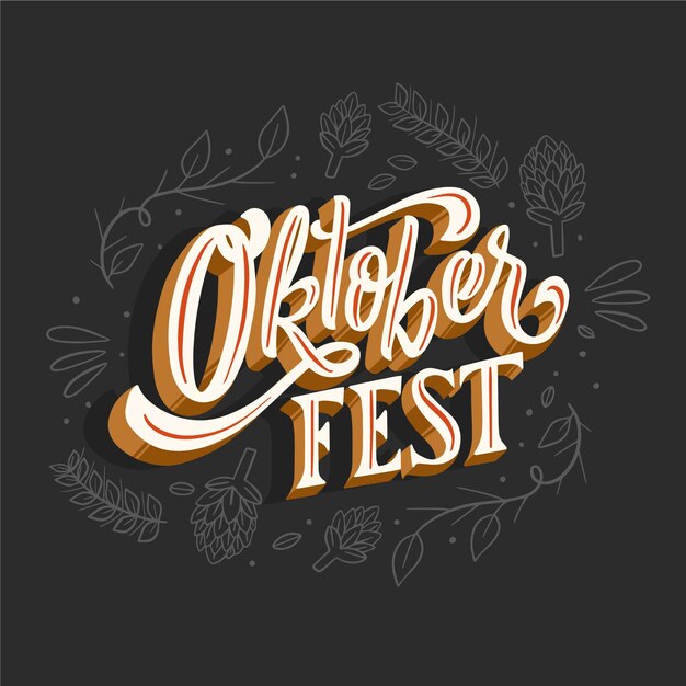 Vector gratuito letras de oktoberfest con diferentes elementos dibujados