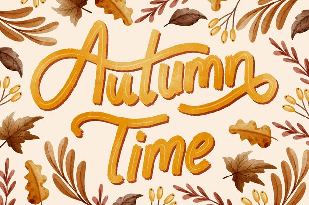 Letras de otoño acuarela