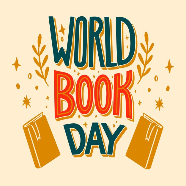 Letras planas del día mundial del libro