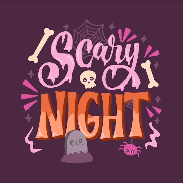 Vector gratuito letras planas de halloween dibujadas a mano