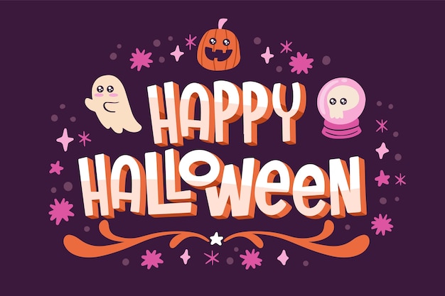 Letras planas de halloween dibujadas a mano