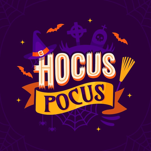 Letras planas de hocus pocus de halloween