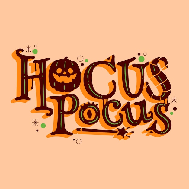 Vector gratuito letras planas de hocus pocus de halloween