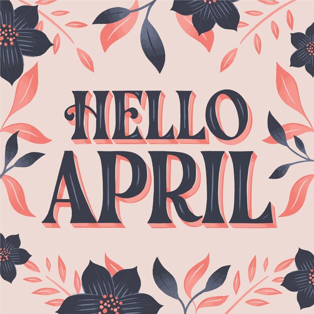 Letras planas de hola abril