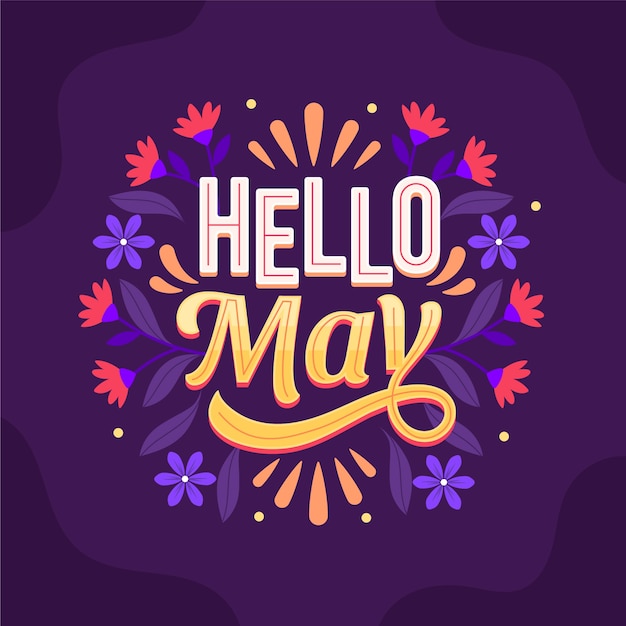 Letras planas de hola mayo