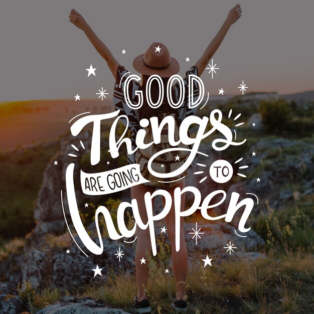 Letras positivas con mujer en los campos