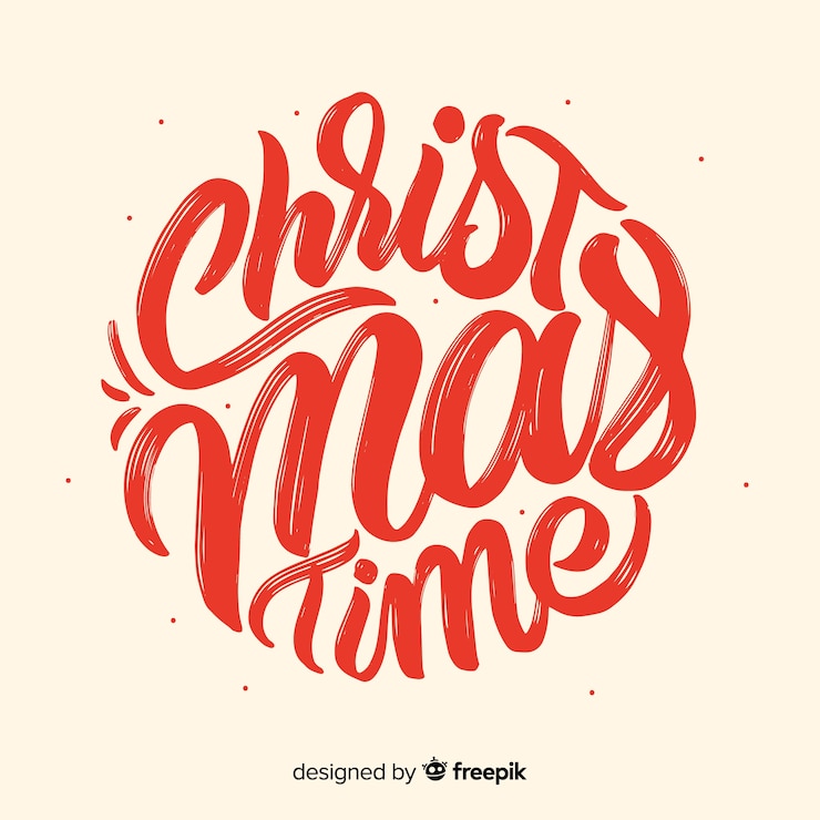 Vector gratuito letras de tiempo de navidad