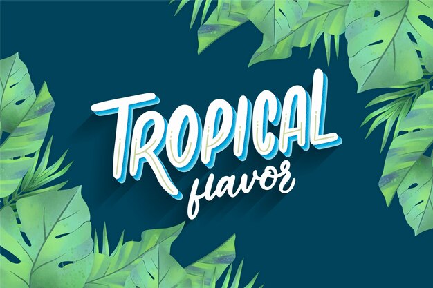 Letras tropicales con follaje