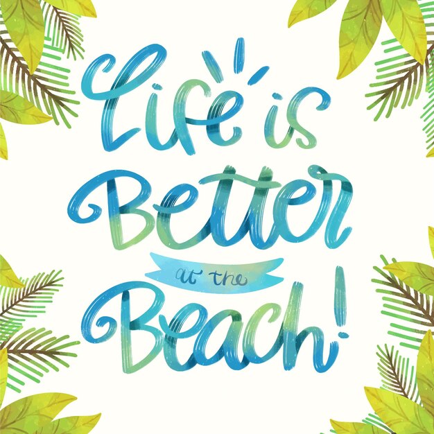 Letras tropicales con hojas