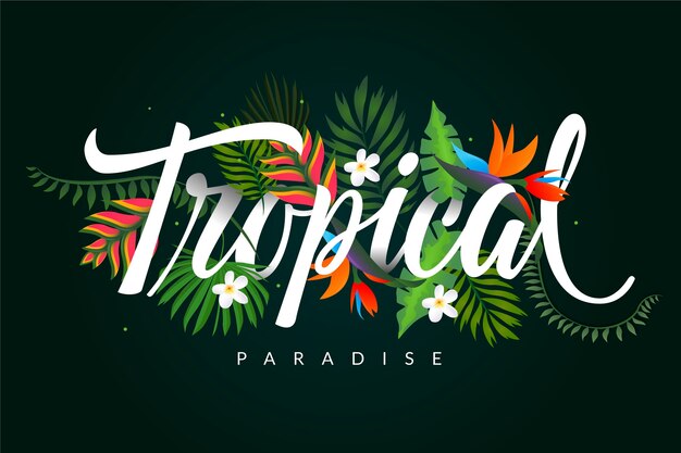 Letras tropicales con hojas