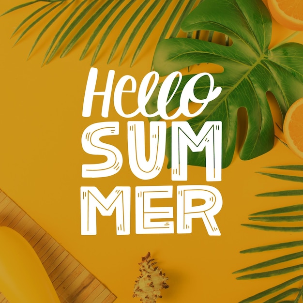 Vector gratuito letras de verano con hojas