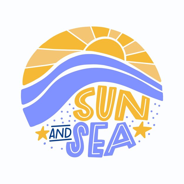 Letras de verano con sol y mar