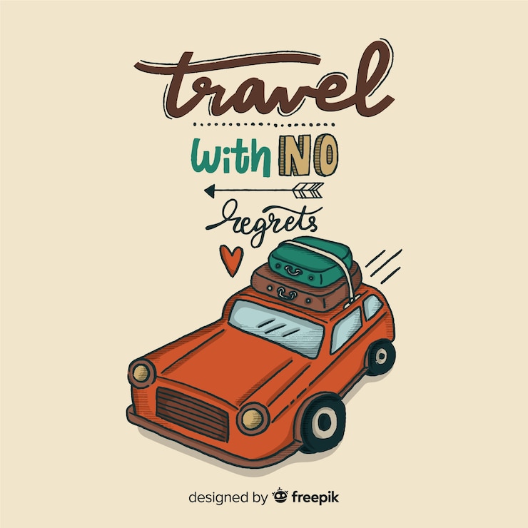 Vector gratuito letras de viaje con mensaje positivo